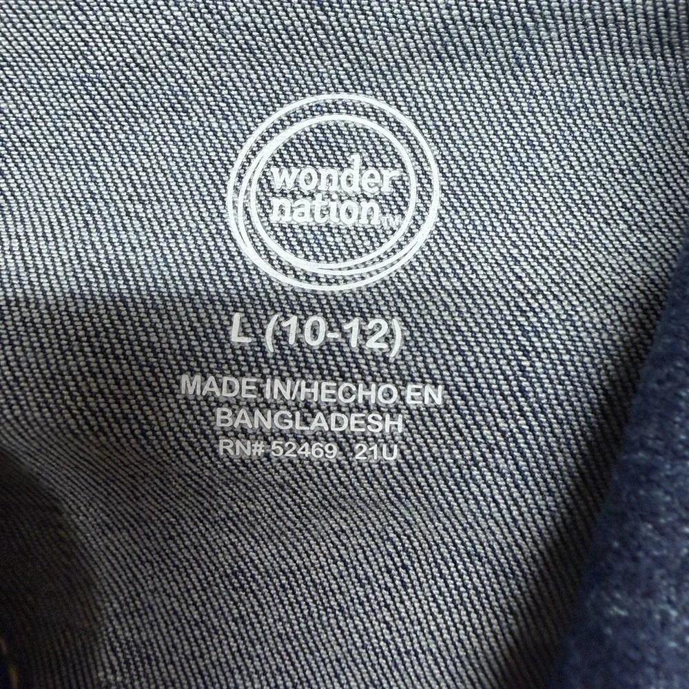 Wonder Nation Denim Jacket Girls Sz L 10-12 Blue Jean Pockets